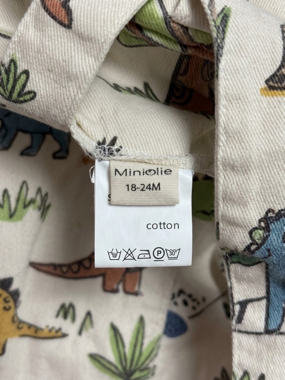 🎉 (18-24m) MiniOlie Kids Cream Safari Animal Overalls - Picture 5 of 5